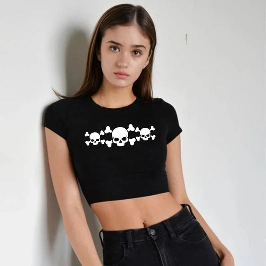 Women's Skull Crop Top - My Aura - myauragoth.com
