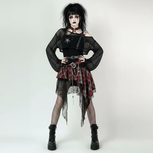 Two Pieces Set Strapless Red Dress - My Aura - myauragoth.com