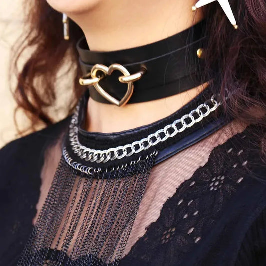 Gold Heart Collar Choker - My Aura - myauragoth.com