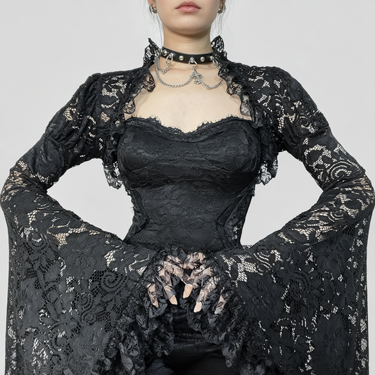 Gothic Classic Lace Mesh Crop Top