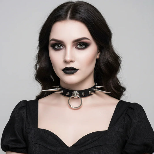 Punk Long Spike Choker - My Aura - myauragoth.com