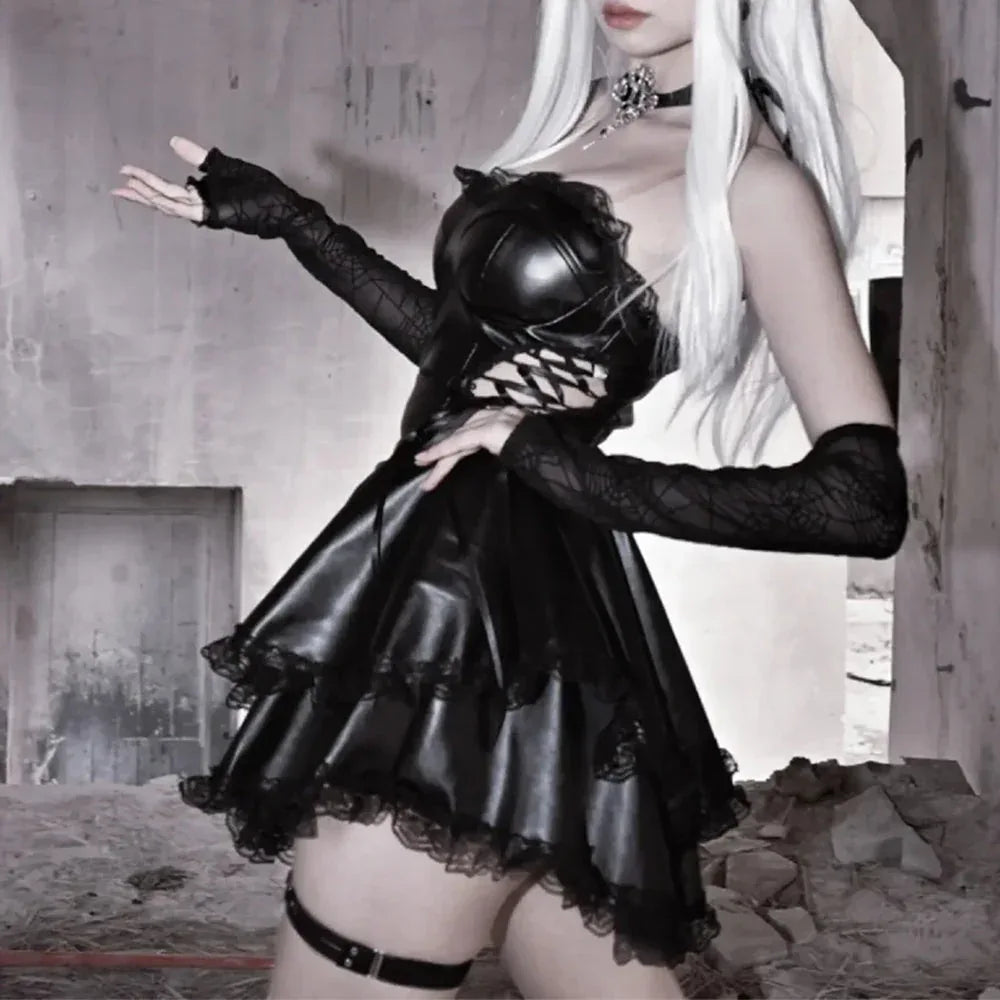 Women's Leather Dress - My Aura - myauragoth.com