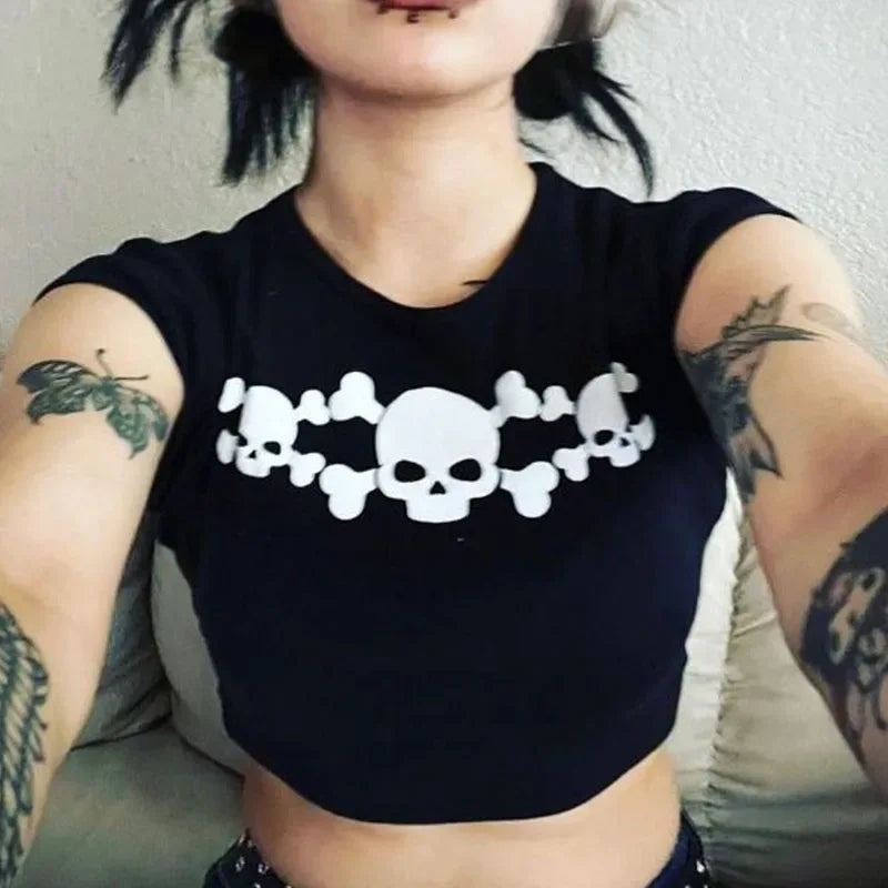 Women's Skull Crop Top - My Aura - myauragoth.com