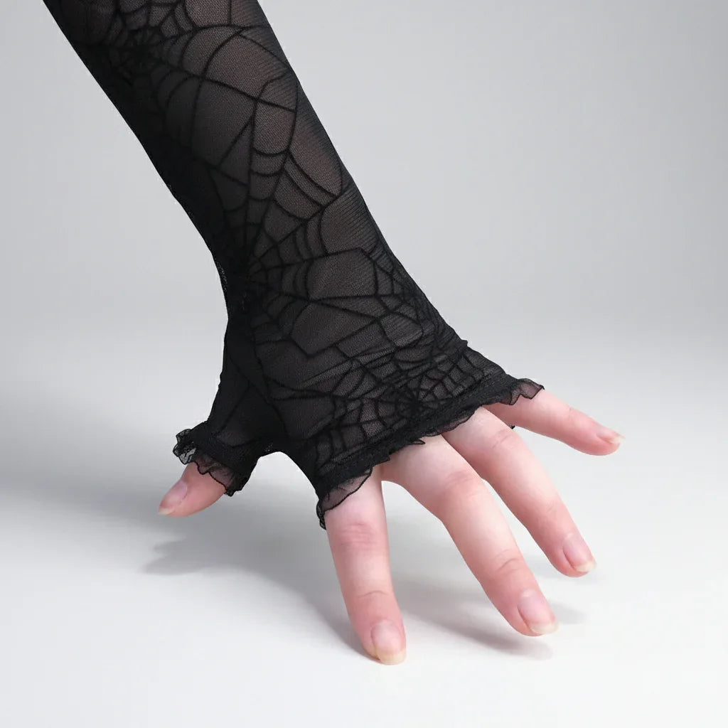 Long Spider Web Gloves - My Aura - myauragoth.com