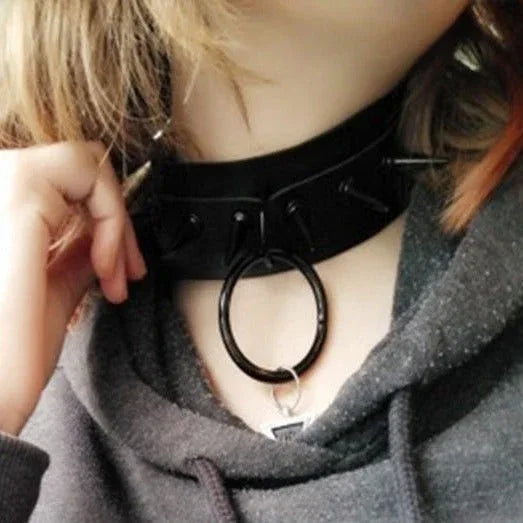 Matte Spiked O-Ring Collar - My Aura - myauragoth.com