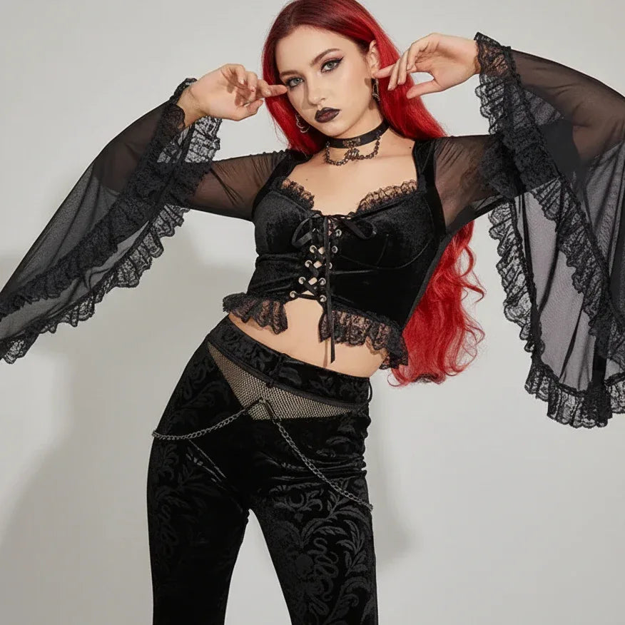 Flared Lace Top - My Aura - myauragoth.com