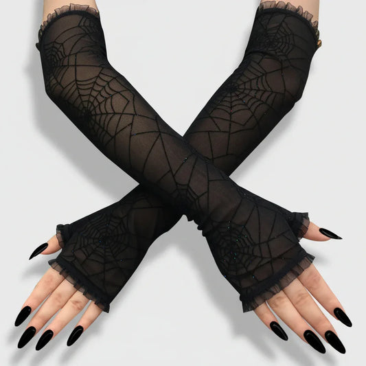 Long Spider Web Gloves - My Aura - myauragoth.com