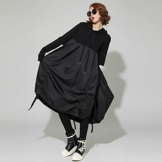 Women's Long Hooded Dress Black - My Aura - myauragoth.com