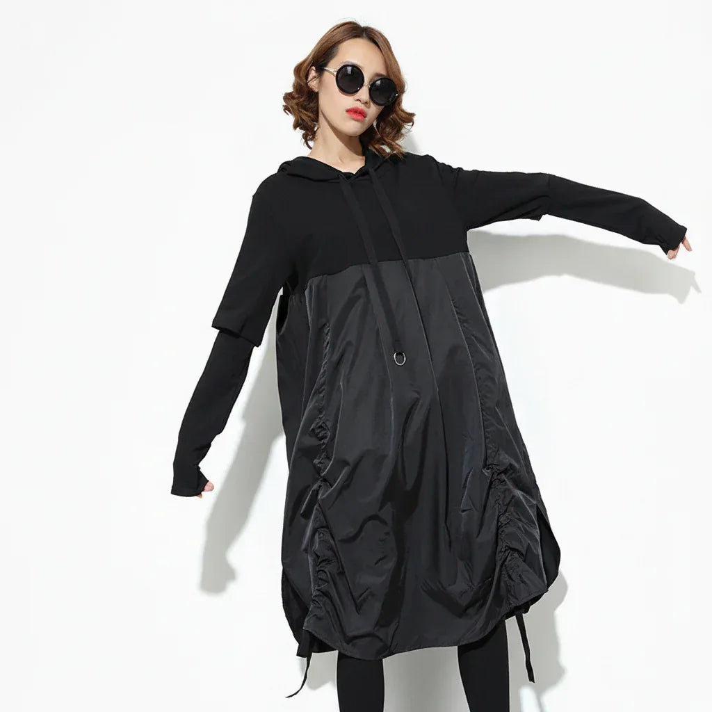 Women's Long Hooded Dress Black - My Aura - myauragoth.com