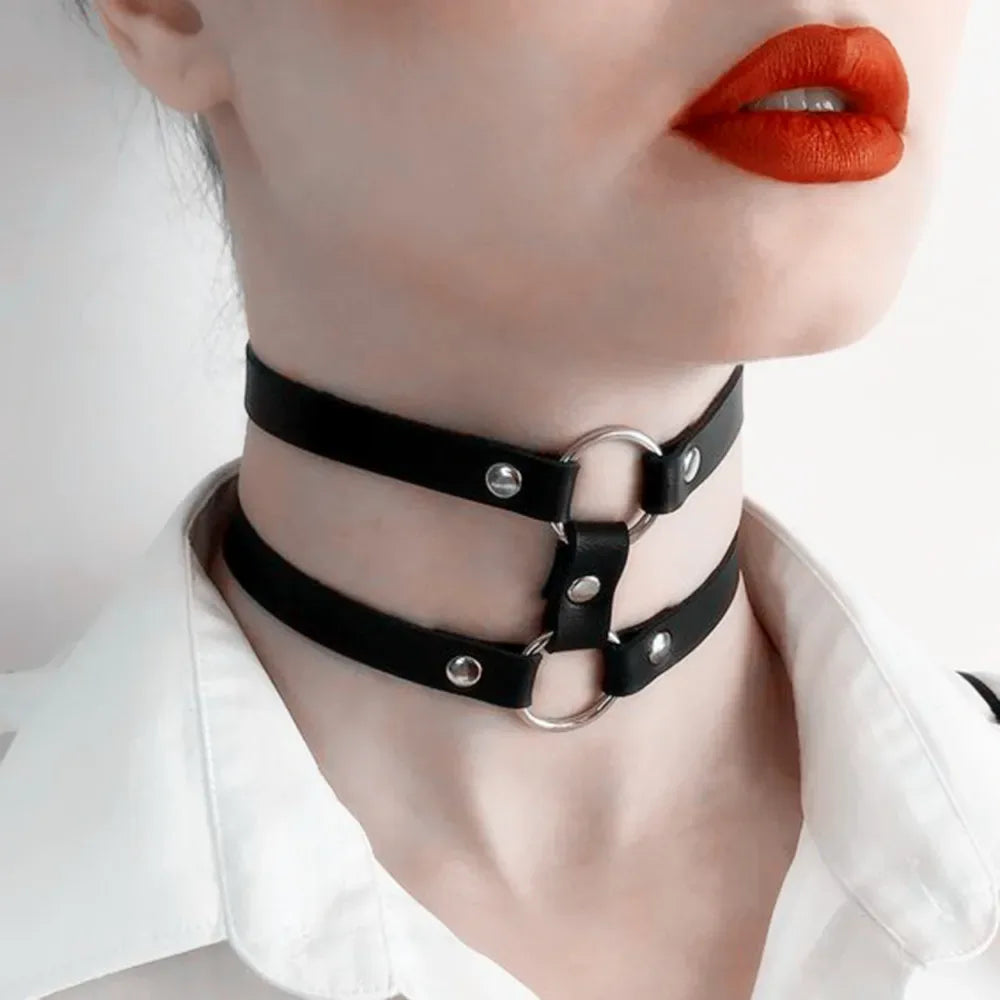 Women's Leather Choker - My Aura - myauragoth.com