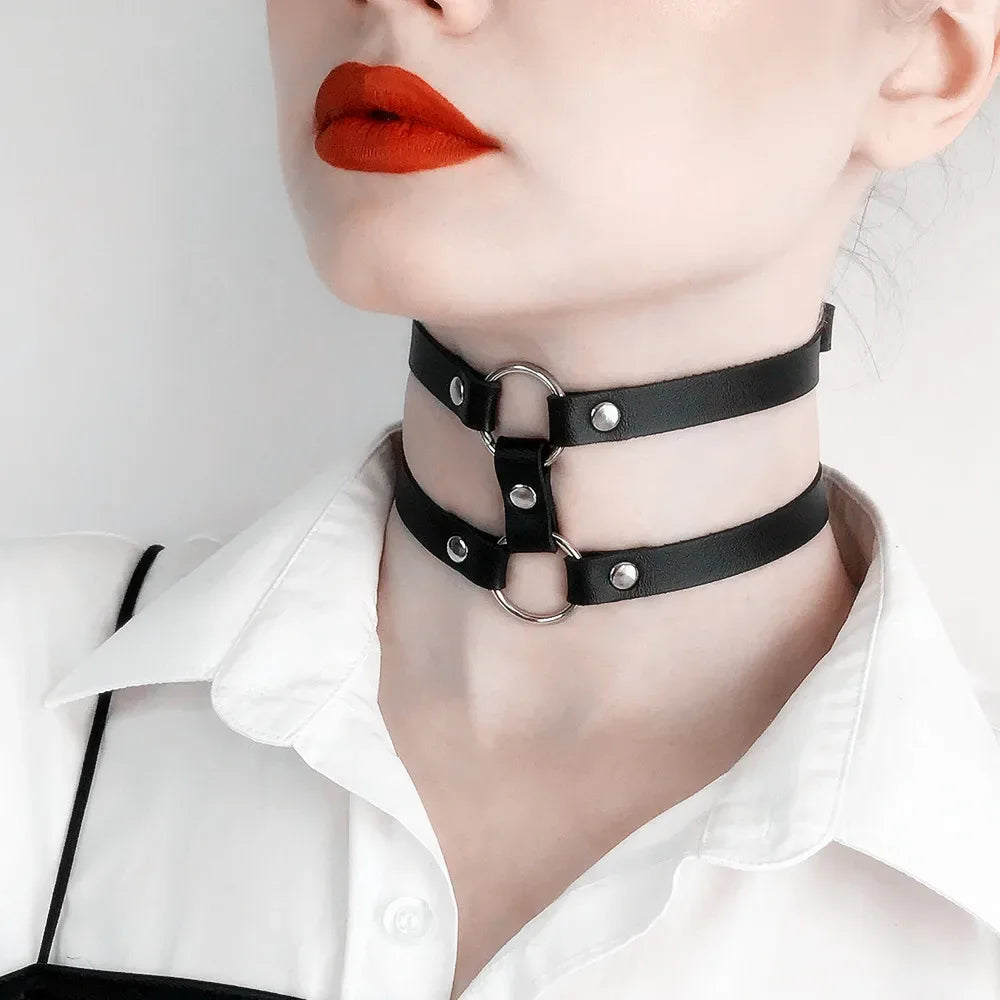 Women's Leather Choker - My Aura - myauragoth.com