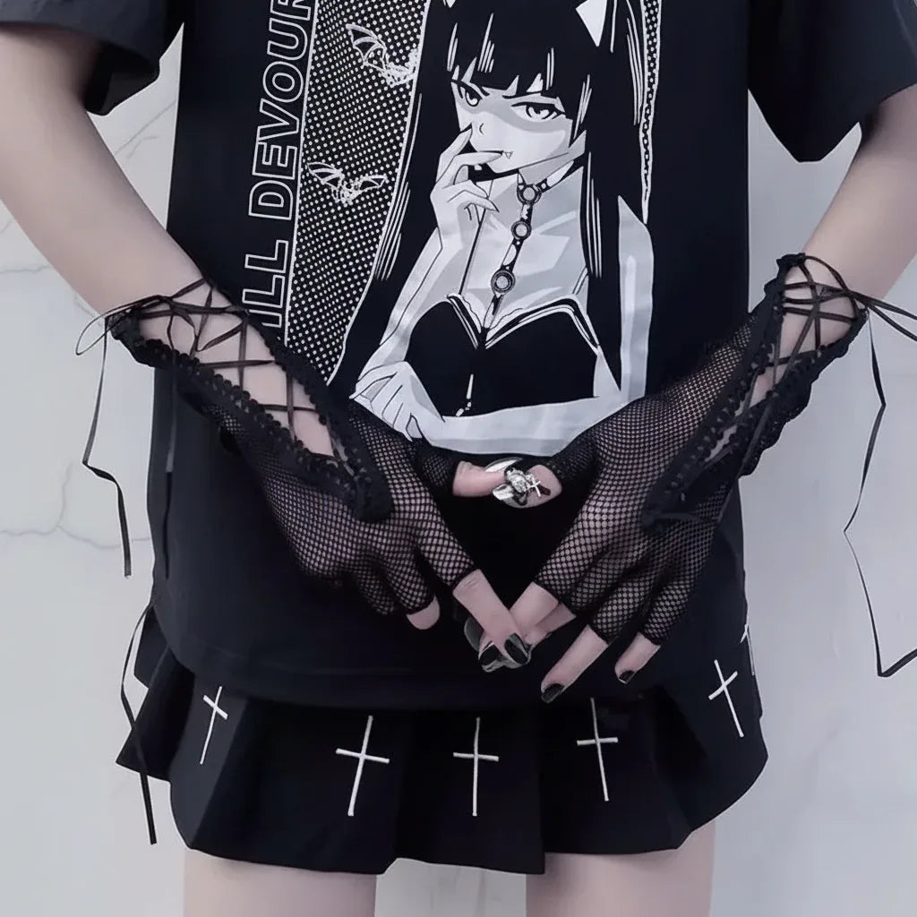 Gothic Mesh Gloves - My Aura - myauragoth.com
