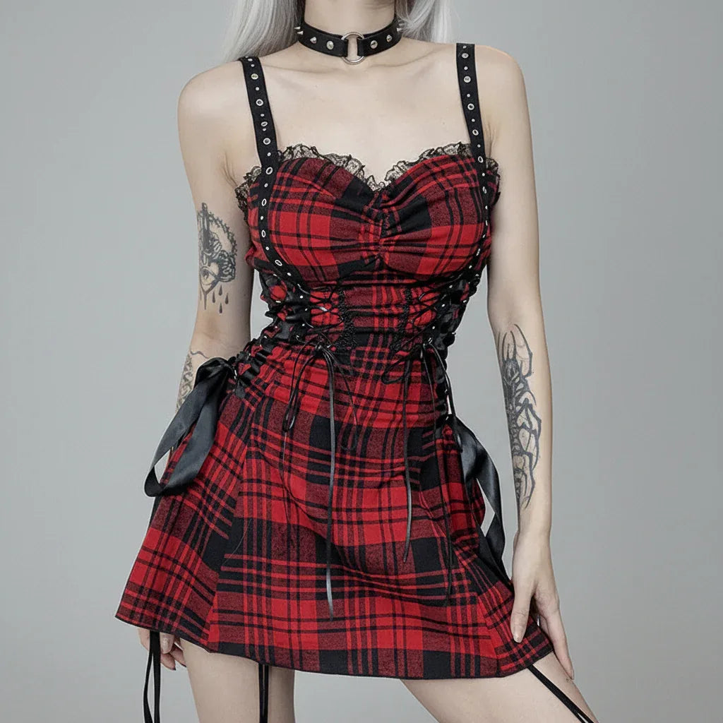 Gothic Plaid Dress - My Aura - myauragoth.com