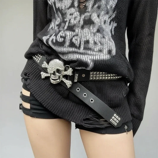 Women's Skull Belt Black - My Aura - myauragoth.com