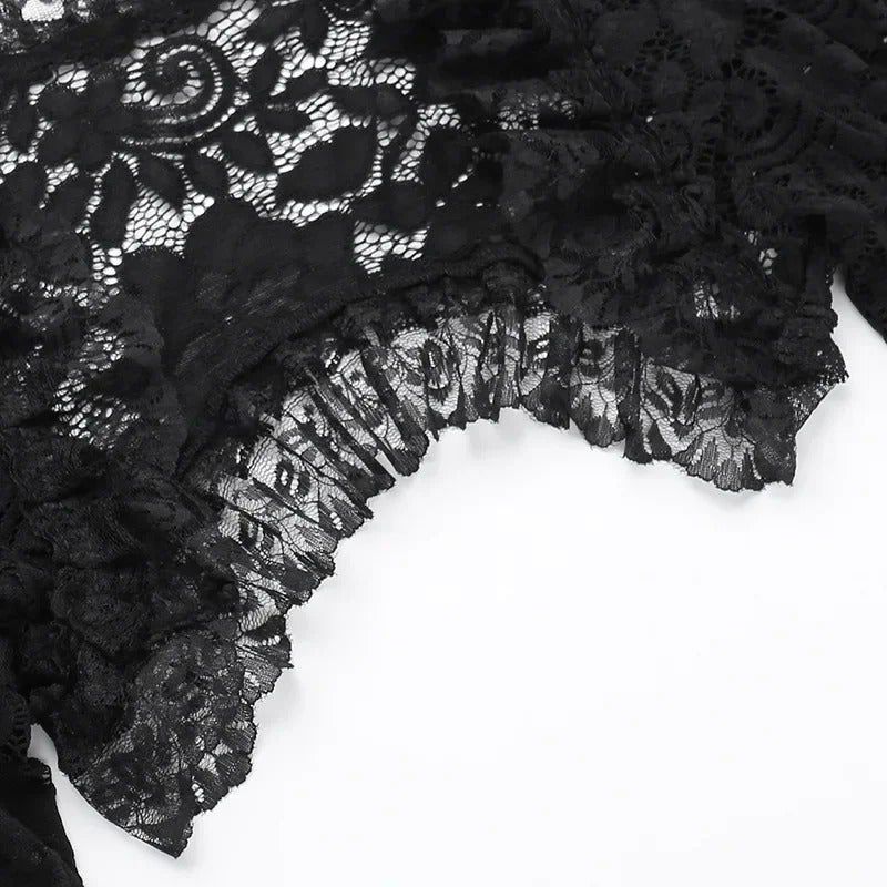 Gothic Classic Lace Mesh Crop Top