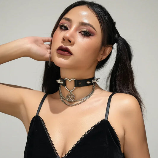 Women's Leather Choker - My Aura - myauragoth.com