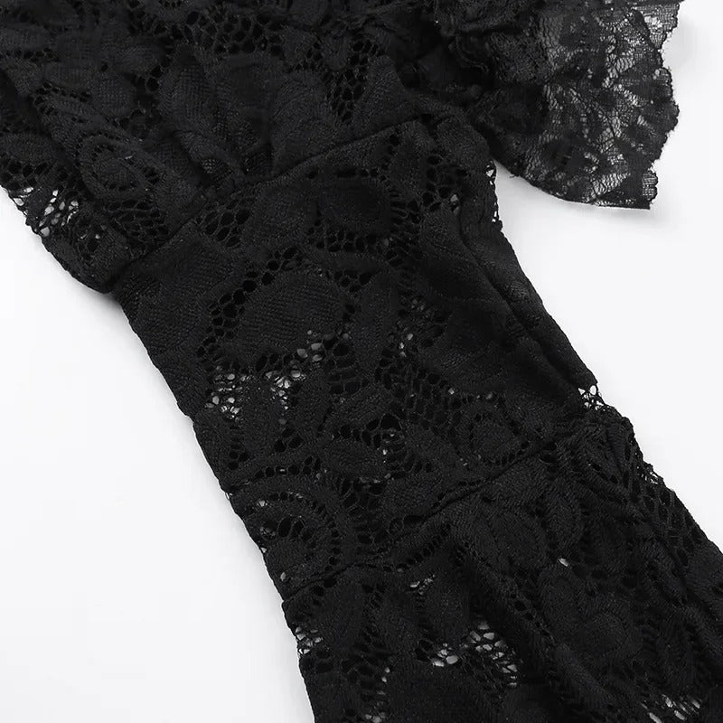 Gothic Classic Lace Mesh Crop Top