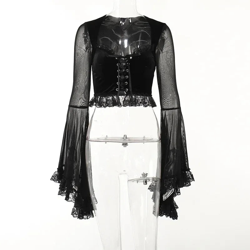 Flared Lace Top - My Aura - myauragoth.com