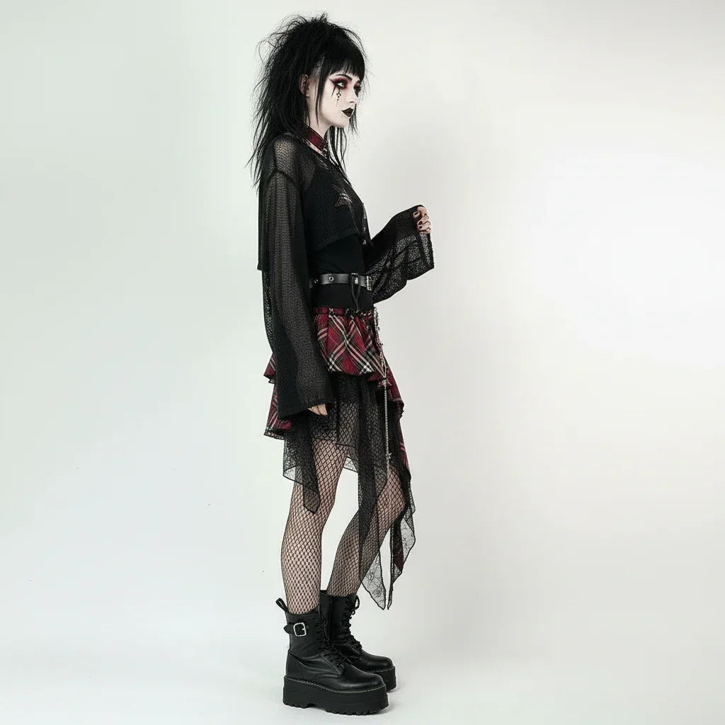 Two Pieces Set Strapless Red Dress - My Aura - myauragoth.com