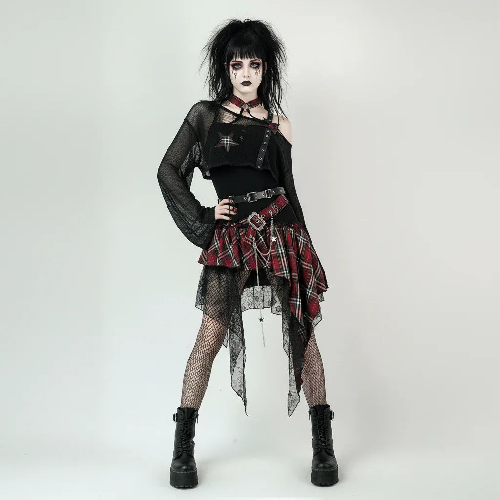 Two Pieces Set Strapless Red Dress - My Aura - myauragoth.com