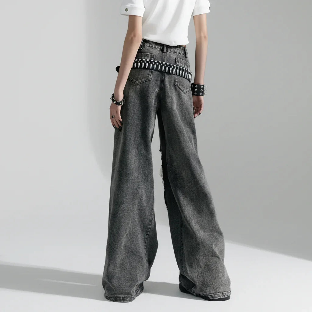 Women's Denim Baggy Pants - My Aura - myauragoth.com