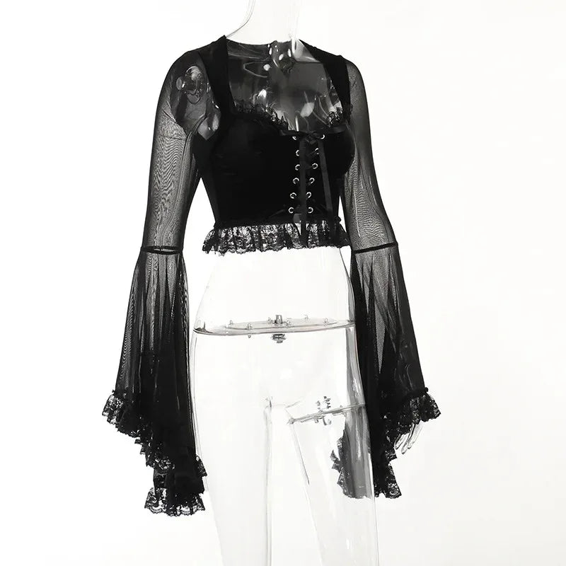 Flared Lace Top - My Aura - myauragoth.com