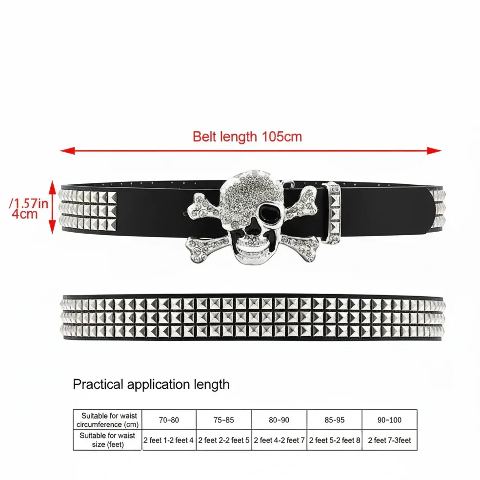 Women's Skull Belt Black - My Aura - myauragoth.com