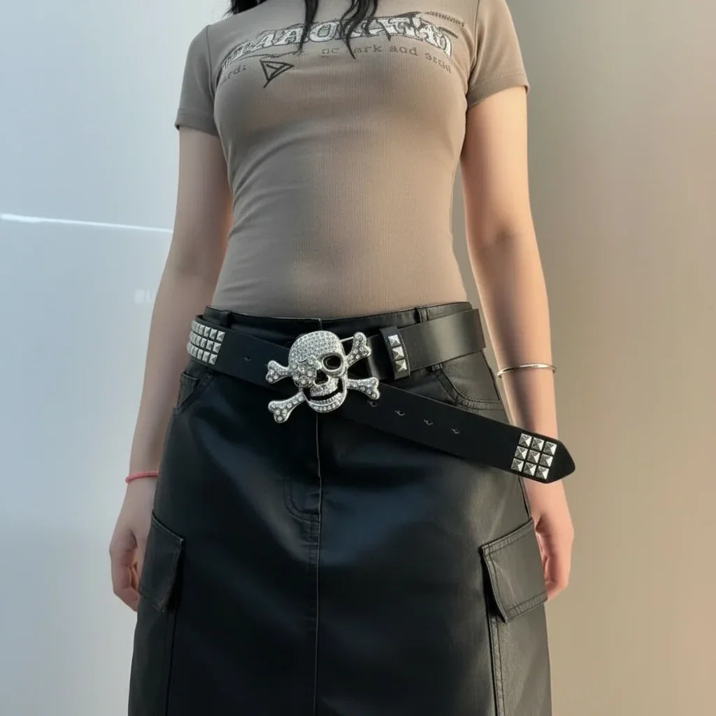 Women's Skull Belt Black - My Aura - myauragoth.com