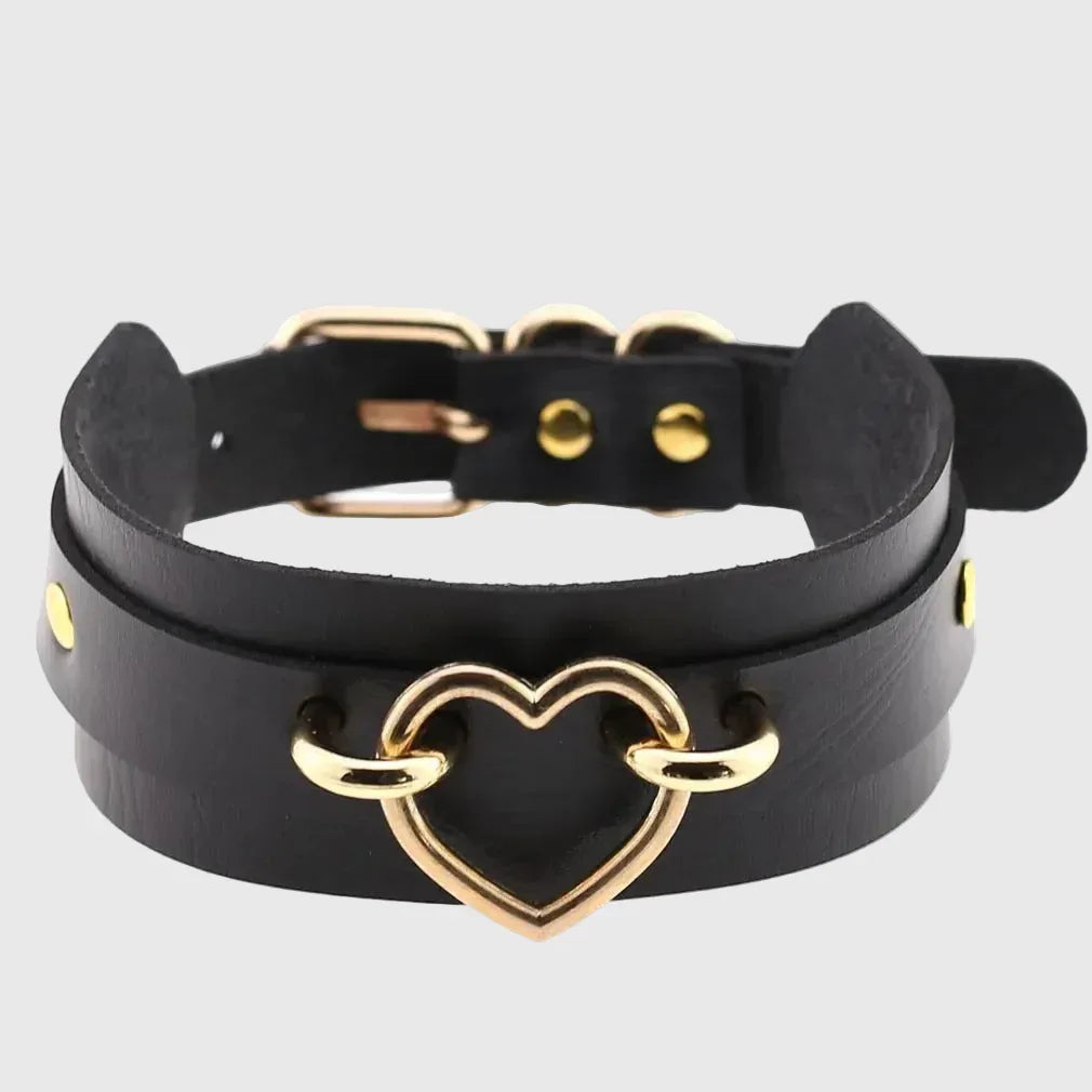 Gold Heart Collar Choker - My Aura - myauragoth.com