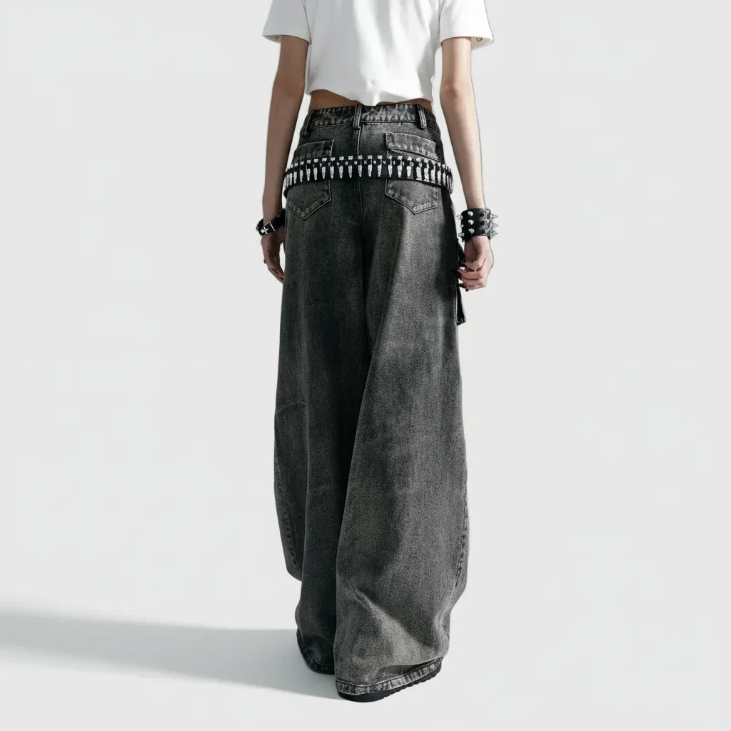 Women's Denim Baggy Pants - My Aura - myauragoth.com
