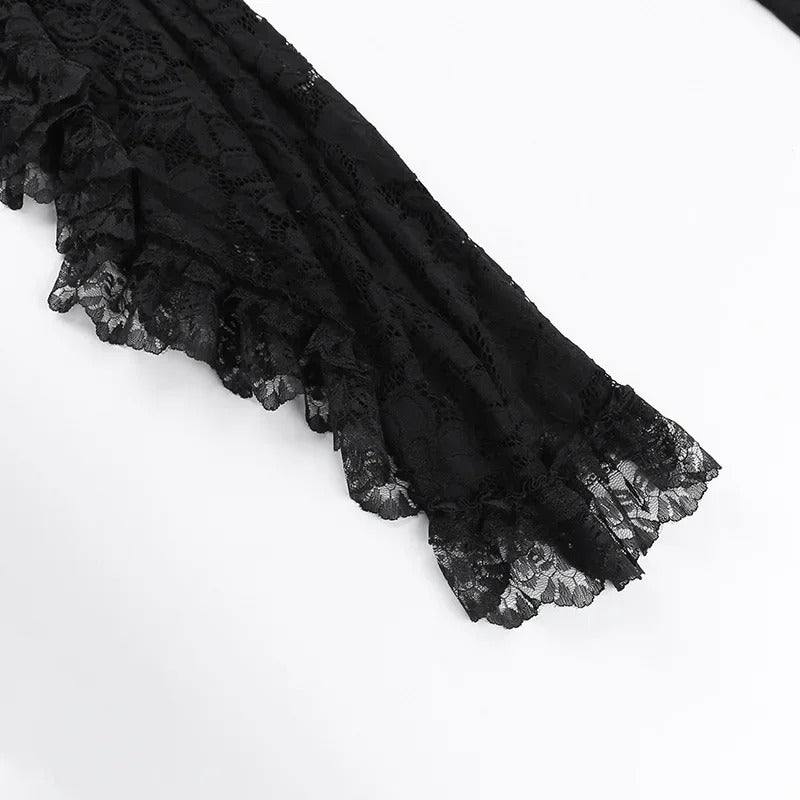 Gothic Classic Lace Mesh Crop Top