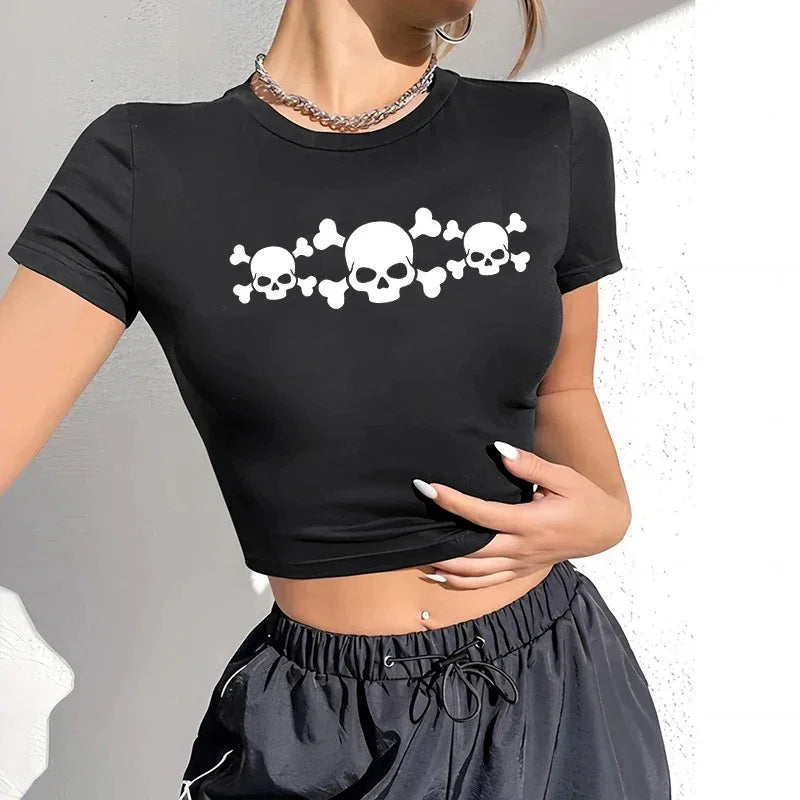 Women's Skull Crop Top - My Aura - myauragoth.com