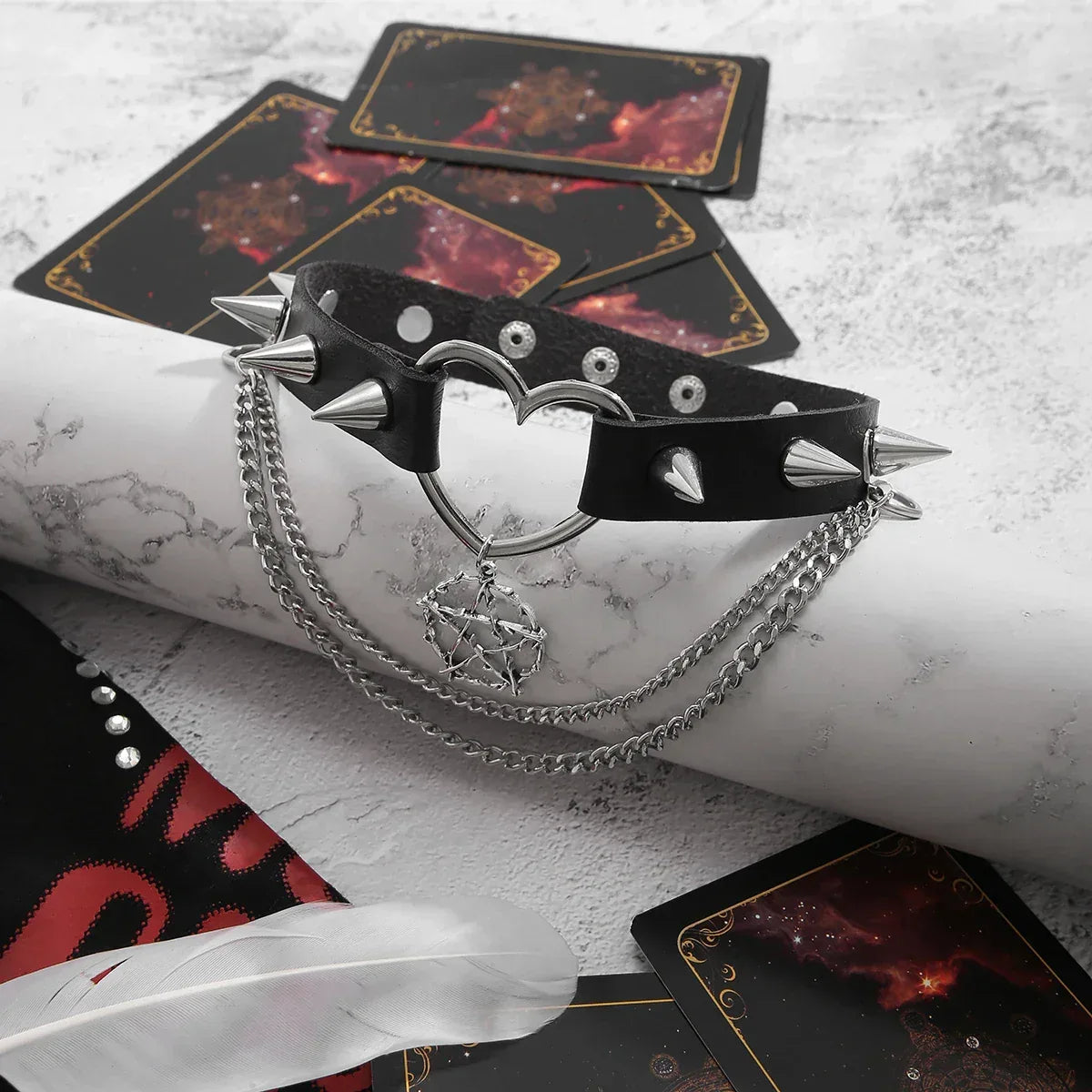 Women's Leather Choker - My Aura - myauragoth.com