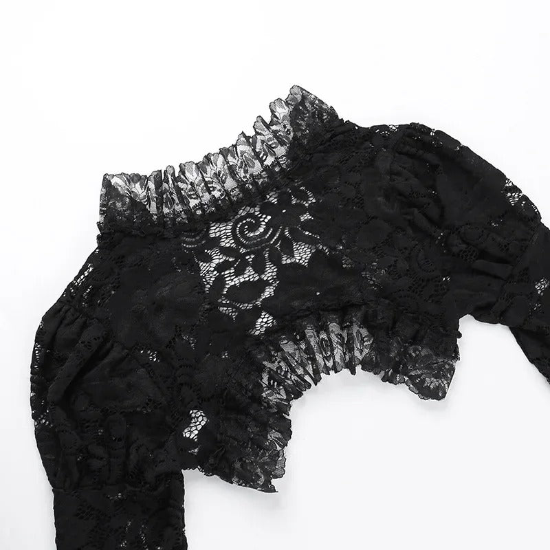 Gothic Classic Lace Mesh Crop Top
