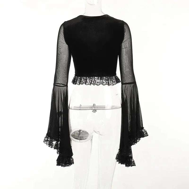 Flared Lace Top - My Aura - myauragoth.com