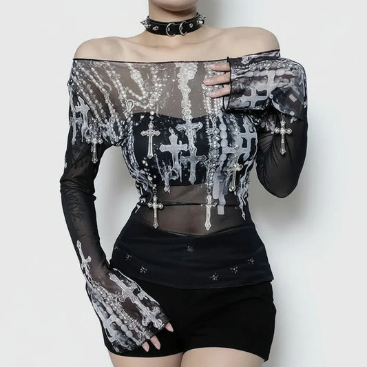 Women's Mesh Top - My Aura - myauragoth.com