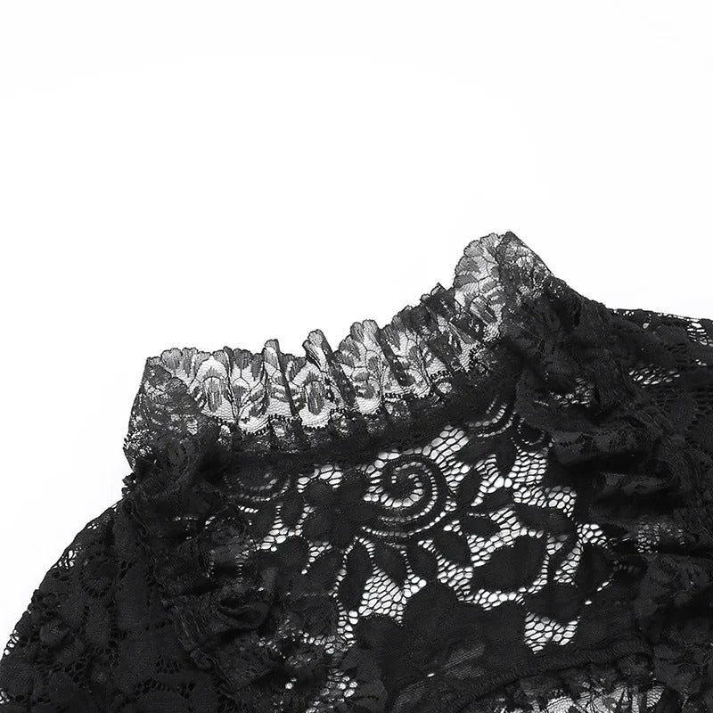 Gothic Classic Lace Mesh Crop Top