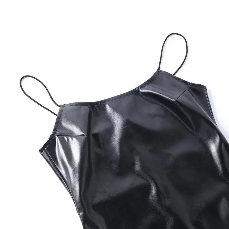 Gothic Two-piece Set Leather Dress - My Aura - myauragoth.com