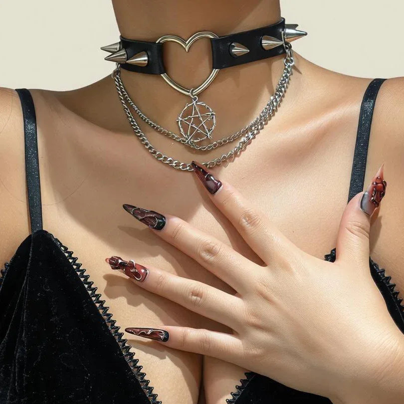 Women's Leather Choker - My Aura - myauragoth.com