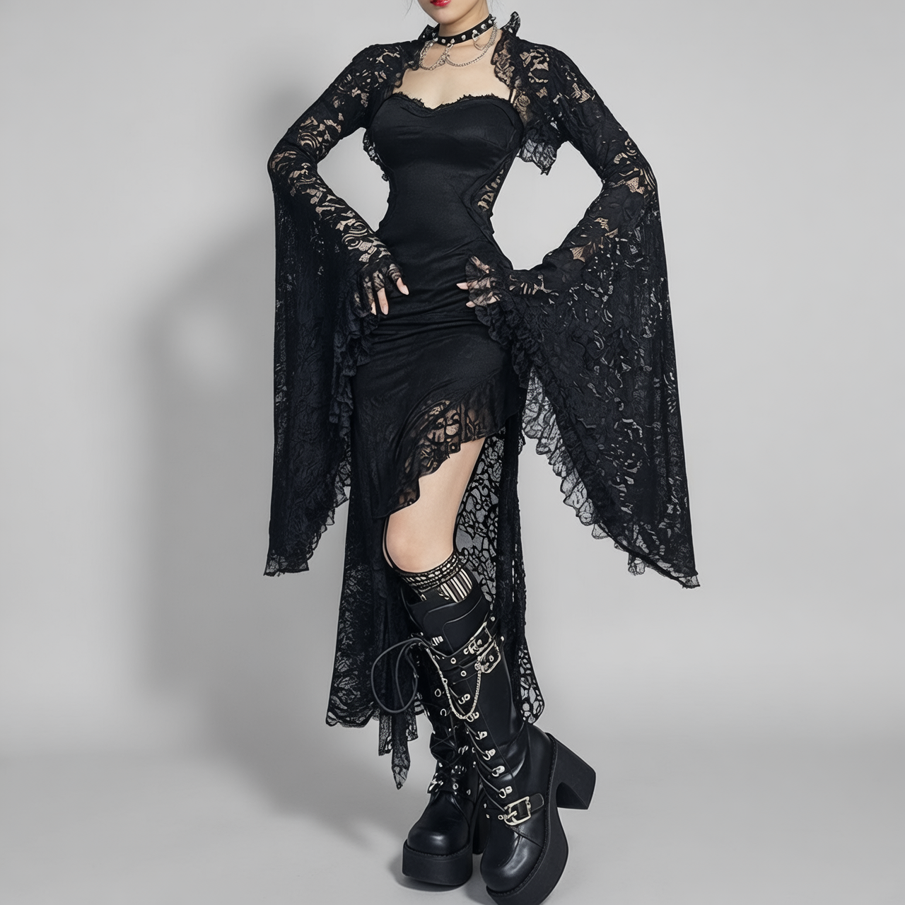 Gothic Classic Lace Mesh Crop Top