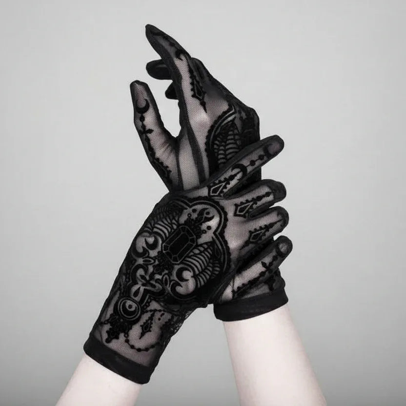 Bejewelled Bat Gloves - My Aura - myauragoth.com