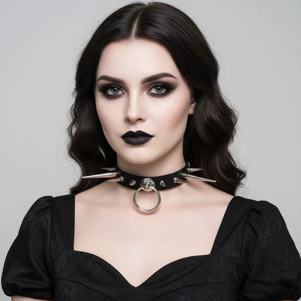 Punk Long Spike Choker - My Aura - myauragoth.com