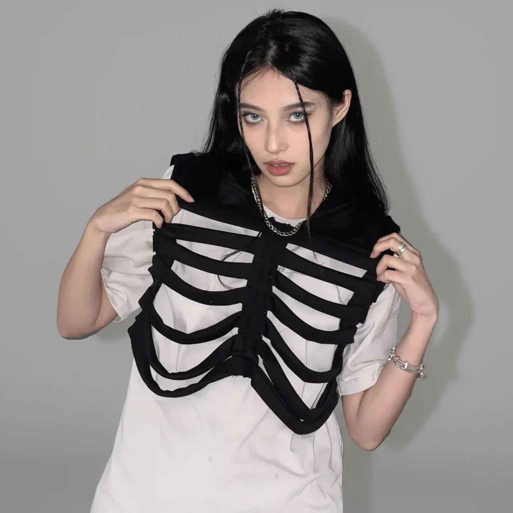 Skeleton Hooded Vest - My Aura - myauragoth.com